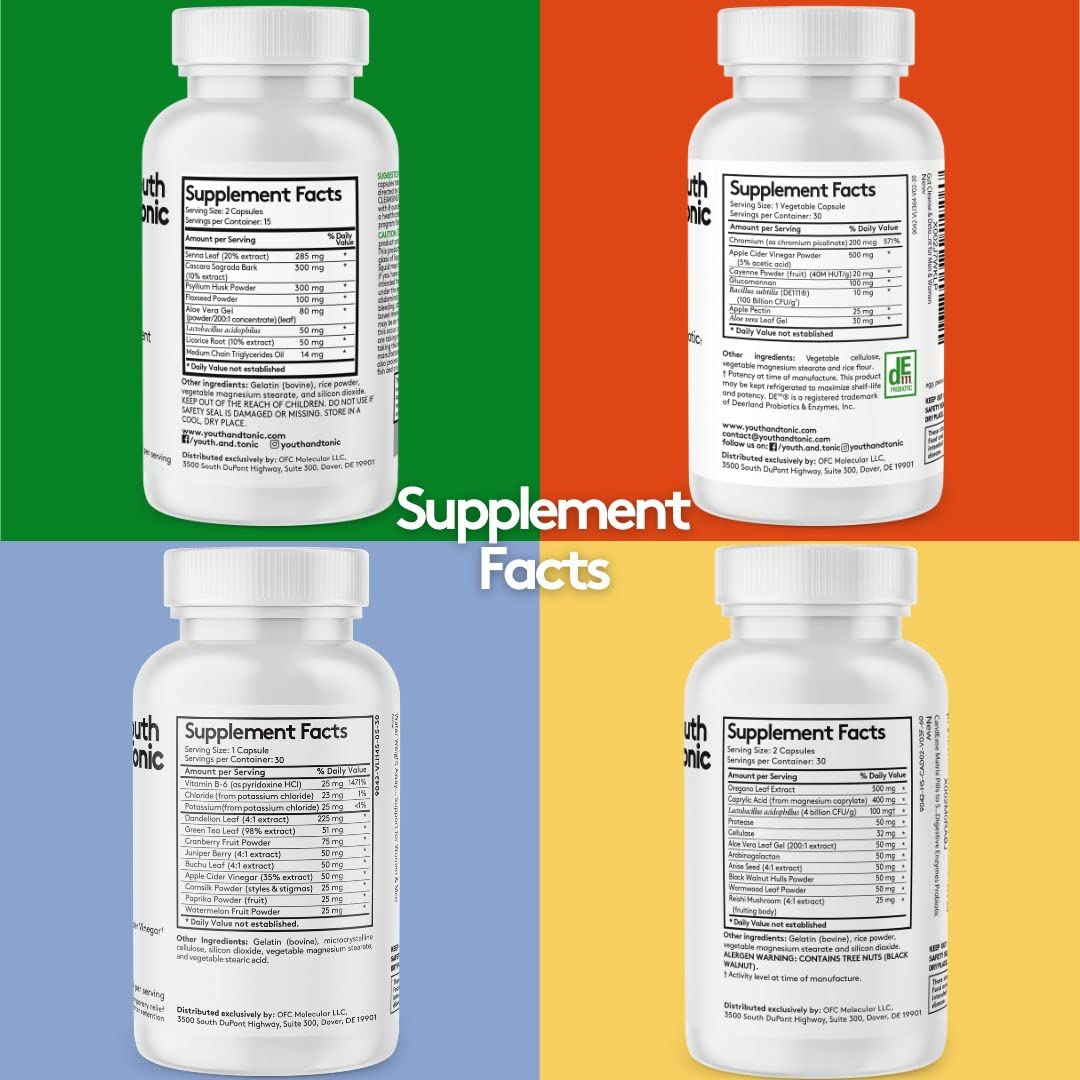 Youth & Tonic Complete Body Detox for Cleanse, Normal Acidity Gut Level and Water Youth & Tonic