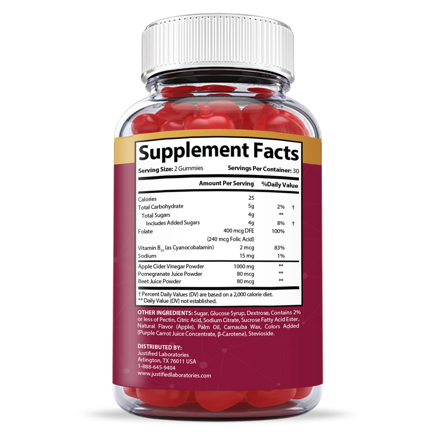 Justified Laboratories (10 Pack) Great Results Keto ACV Gummies 1000MG Justified Laboratories