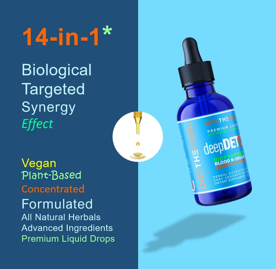 DeepDetox 2oz. Plant-Based Colon Intestinal Gut Liver Cleanse Detox Support. Purify Blood ONETHEFUEL