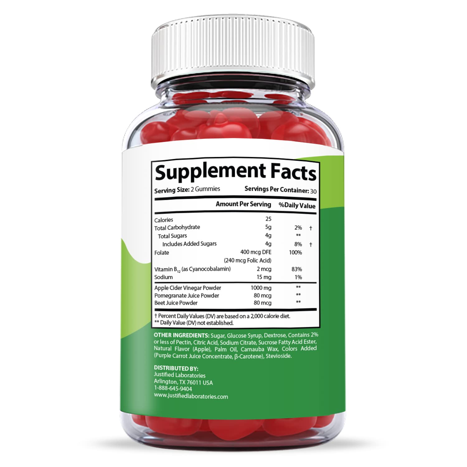 Justified Laboratories Active Keto ACV Gummies 1000MG with Pomegranate Juice Beet Justified Laboratories