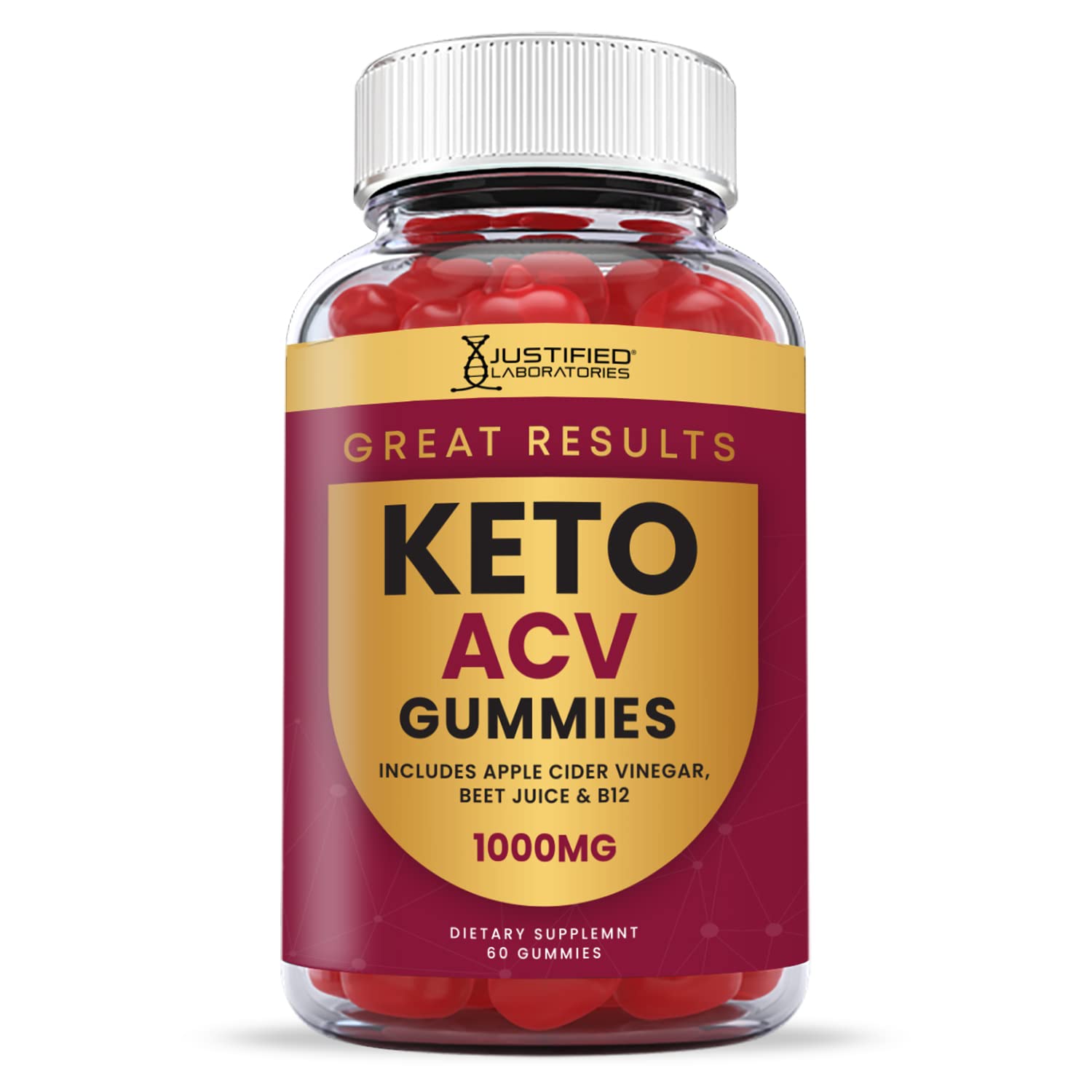 Justified Laboratories Great Results Keto ACV Gummies 1000MG with Pomegranate Juice Justified Laboratories
