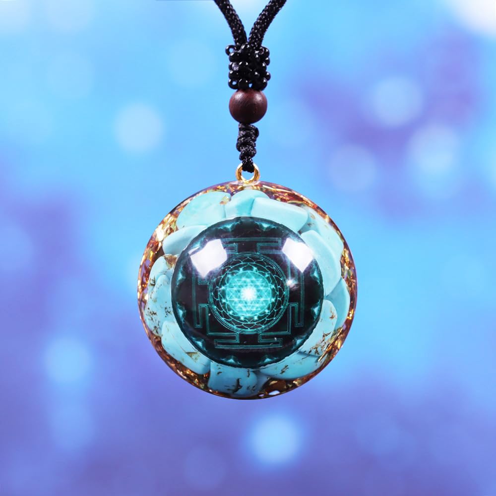 Day Day Up Turquoise Orgonite Pendant Healing Crystal jewelry Orgone Yoga Necklace Reiki Spiritual