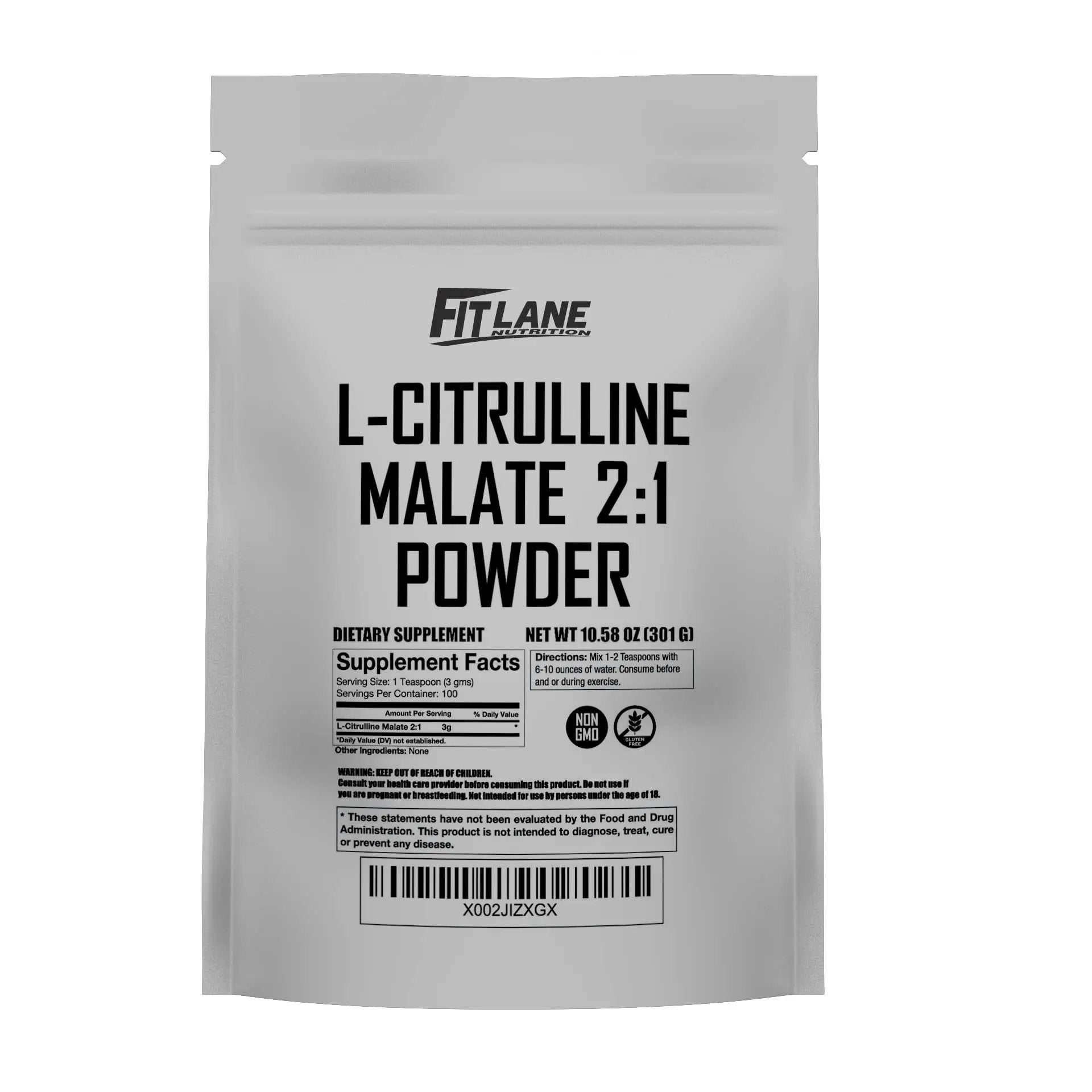 L Citrulline Malate 2 1 Powder 300 Grams - Bulk L Citrulline Powder - Free Form Amino 