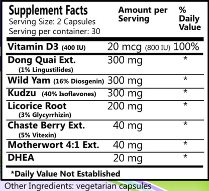 Daily Manufacturing Vitality for Women™ (Vitamin D3, Dong Quai Extract, Wild Yam, Kudzu, Licorice Root