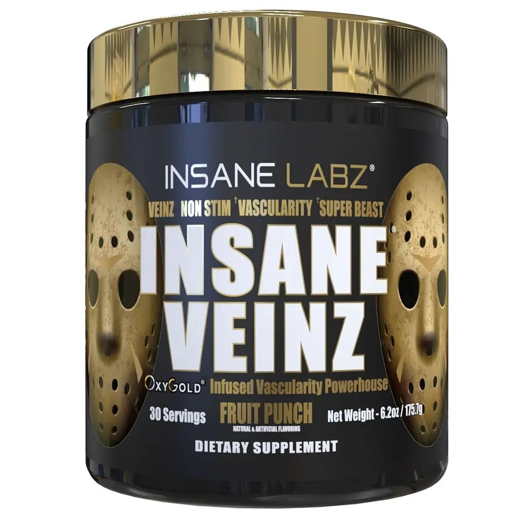 Insane Labz Psychotic Gold and Insane Veinz Gold Pre Workout Nitric Oxide Booster Stack Insane Labz