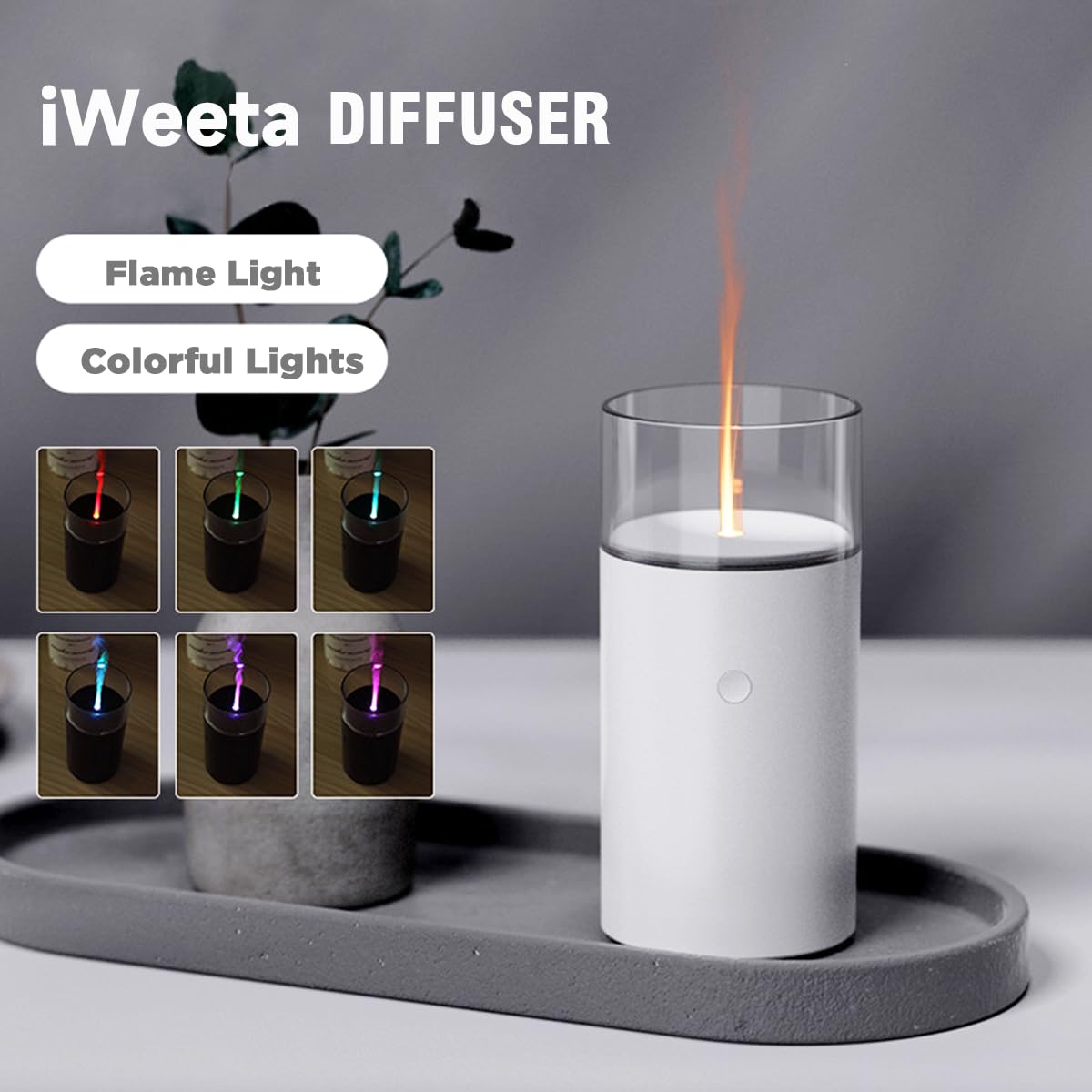 iWeeta Candlelight Diffuser,60ml Rechargeable Battery Operated Low Power Portable 10ml/H Aroma iweeta