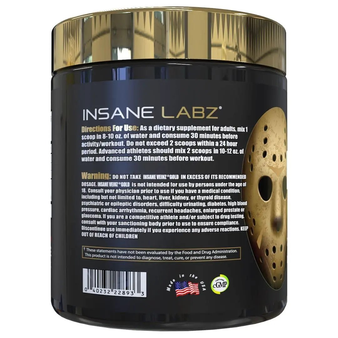 Insane Labz Psychotic Gold and Insane Veinz Gold Pre Workout Nitric Oxide Booster Stack Insane Labz