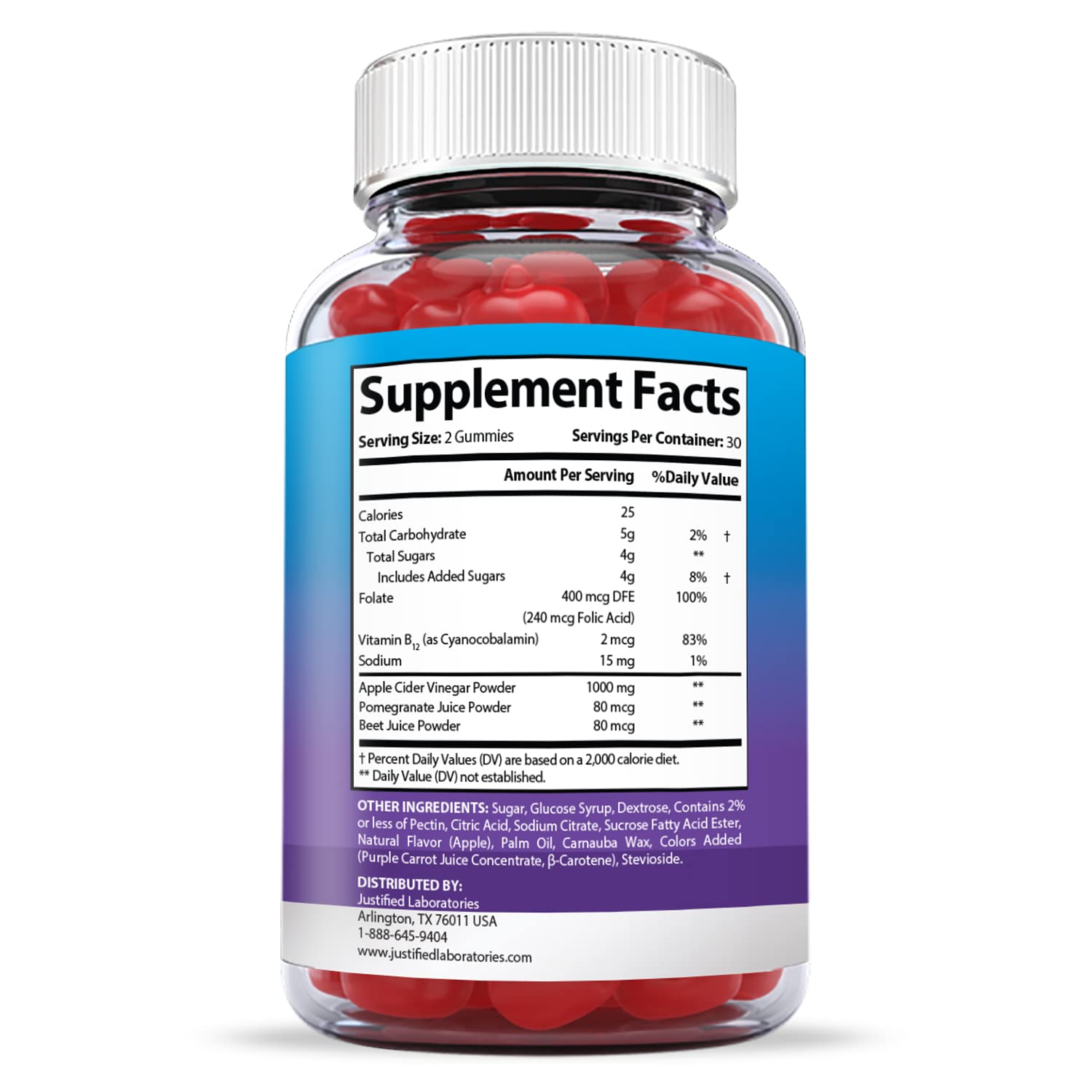 Justified Laboratories (2 Pack) Keto Blast Gummies 1000MG ACV with Pomegranate Juice Justified Laboratories