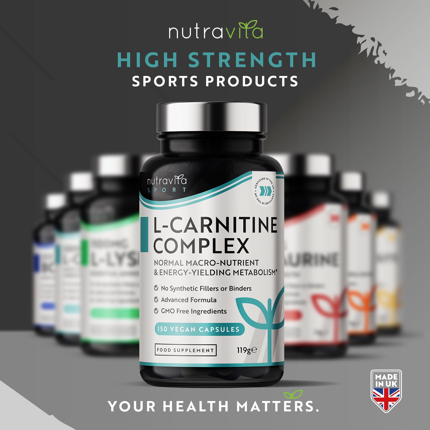 L-Carnitine Complex - High Strength Capsules with Added Riboflavin, Biotin, Chromium Nutravita