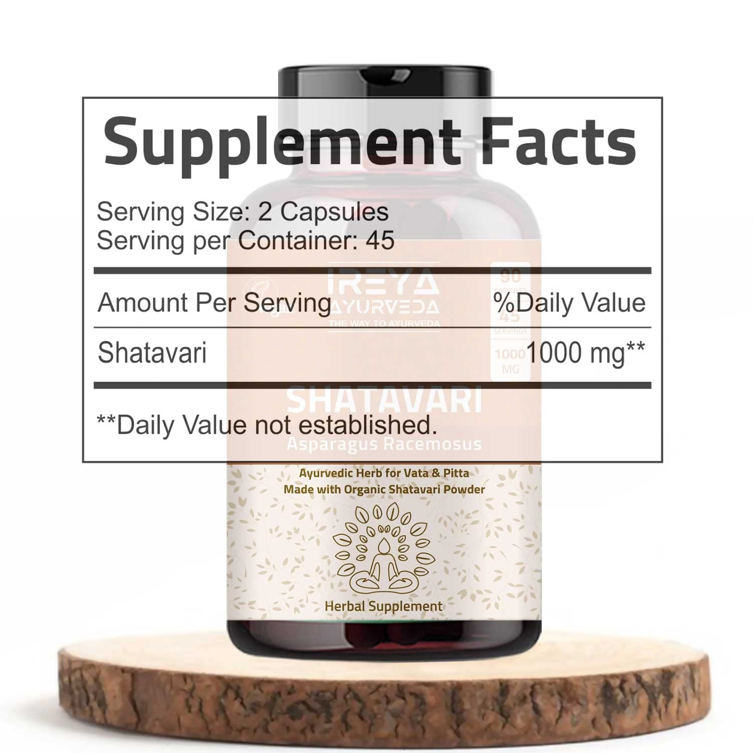 Ireya Ayurveda Shatavari Capsules (90 Capsjules) 1000 mg Organic Shatavari Capsules Lactation Ireya Ayurveda