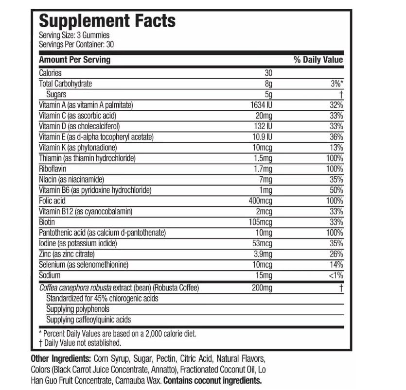 Hydroxycut Caffeine-Free Gummy for Women & Men 15 Essential Vitamins Hydroxycut