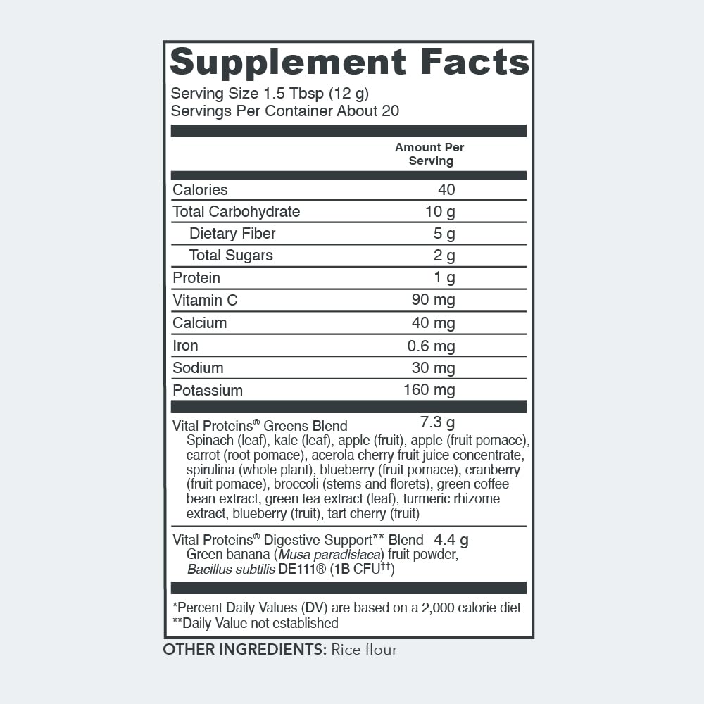 Vital Proteins Unflavored Daily Greens, 8.6 OZ Vital Proteins