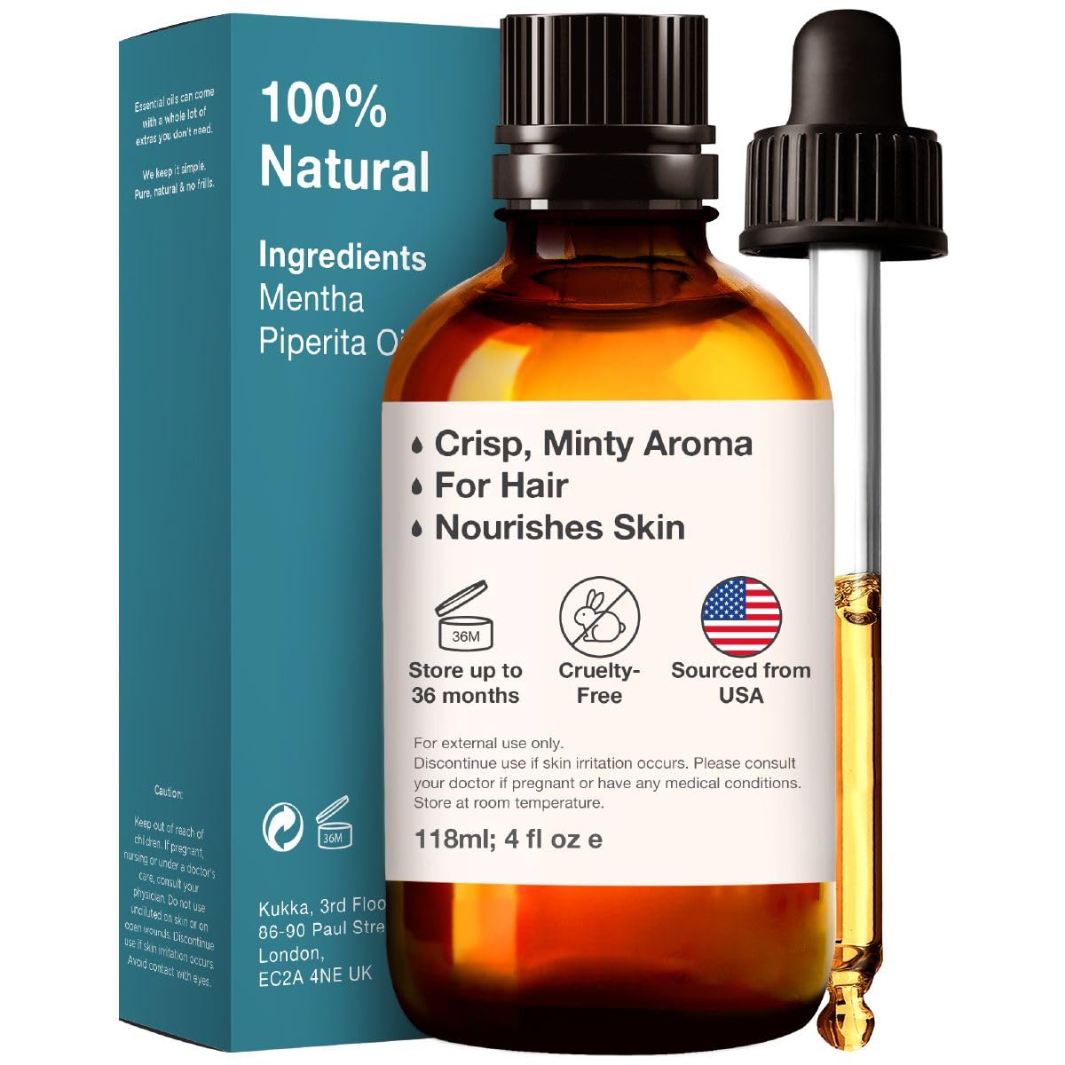 Kukka Peppermint Oil for Hair - Natural Mint Essential Oils - Premium Grade Natural Peppermint Essential Oil KUKKA essential oils