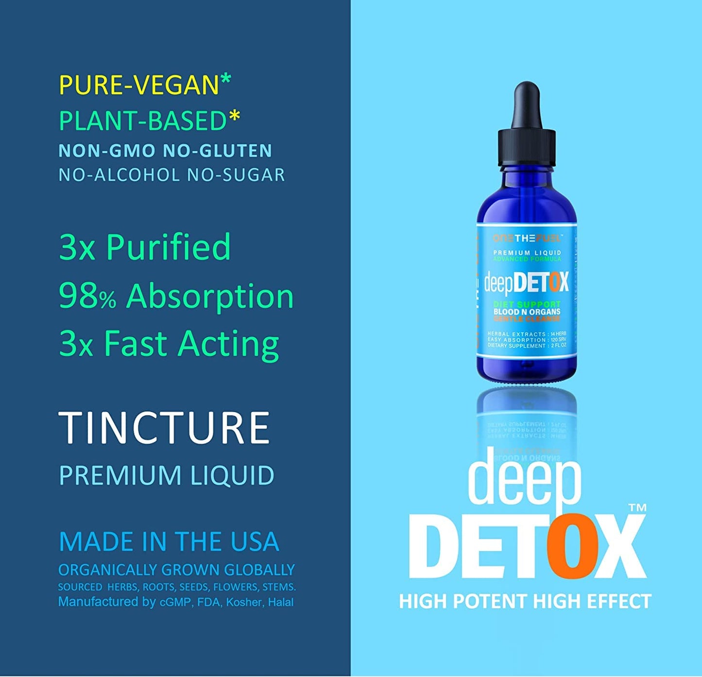 DeepDetox 2oz. Plant-Based Colon Intestinal Gut Liver Cleanse Detox Support. Purify Blood ONETHEFUEL