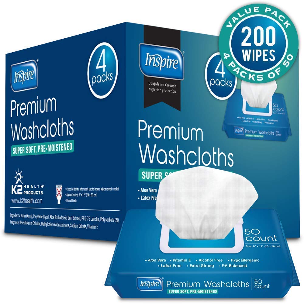 Inspire Adult Wet Wipes, Adult Wash Cloths, Adult Wipes for Incontinence Inspire