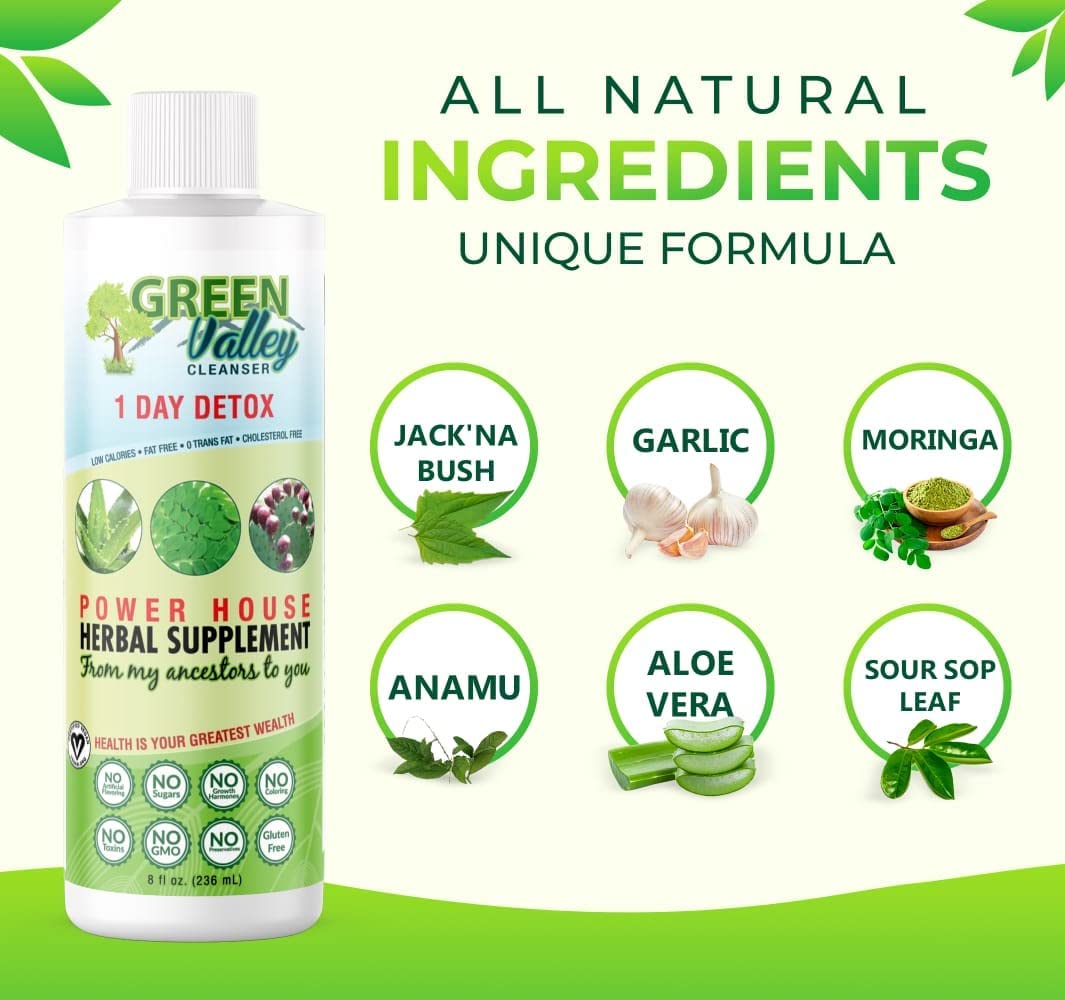 1 Day Colon Liquid Cleanse Formula and Liver Detox - Vegan Friendly, Helps Healthy Digestion Green Valley Cleanser
