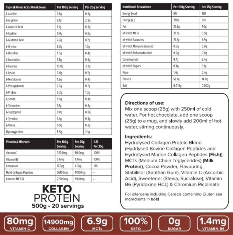 K-GEN™ Keto Collagen Protein Powder Natural Multi Collagen Chocolate Blend, Coconut MCT Vitamin C+B6 K GEN ketogenic enhancement