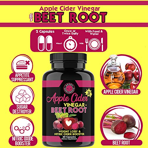 Angry Supplements Apple Cider Vinegar + Beet Root Capsules, Detox Pills, Nitric Oxide Angry Supplements