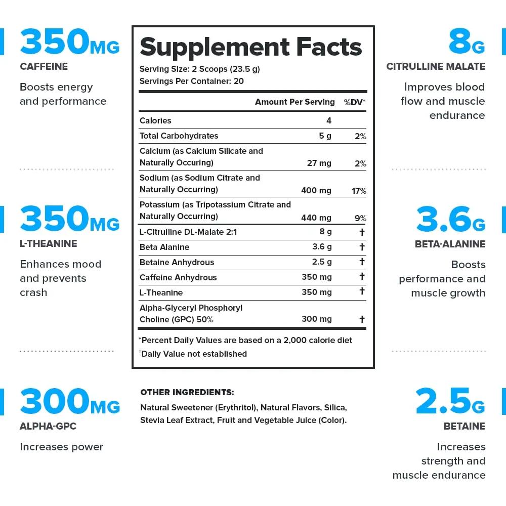 LEGION Pulse Pre Workout Supplement - All Natural Nitric Oxide Preworkout Drink to Boost Energy, Creatine Free, Naturally Sweetened, Beta Alanine, Citrulline, Alpha GPC (Fruit Punch & Blue Raspberry)