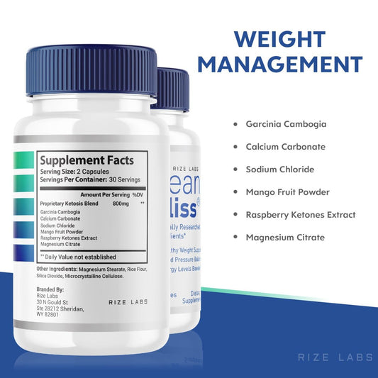(2 Pack) Lean Bliss Weight Loss Pills, Lean Bliss Fat Burning Formula, LeanBliss Advanced rize labs