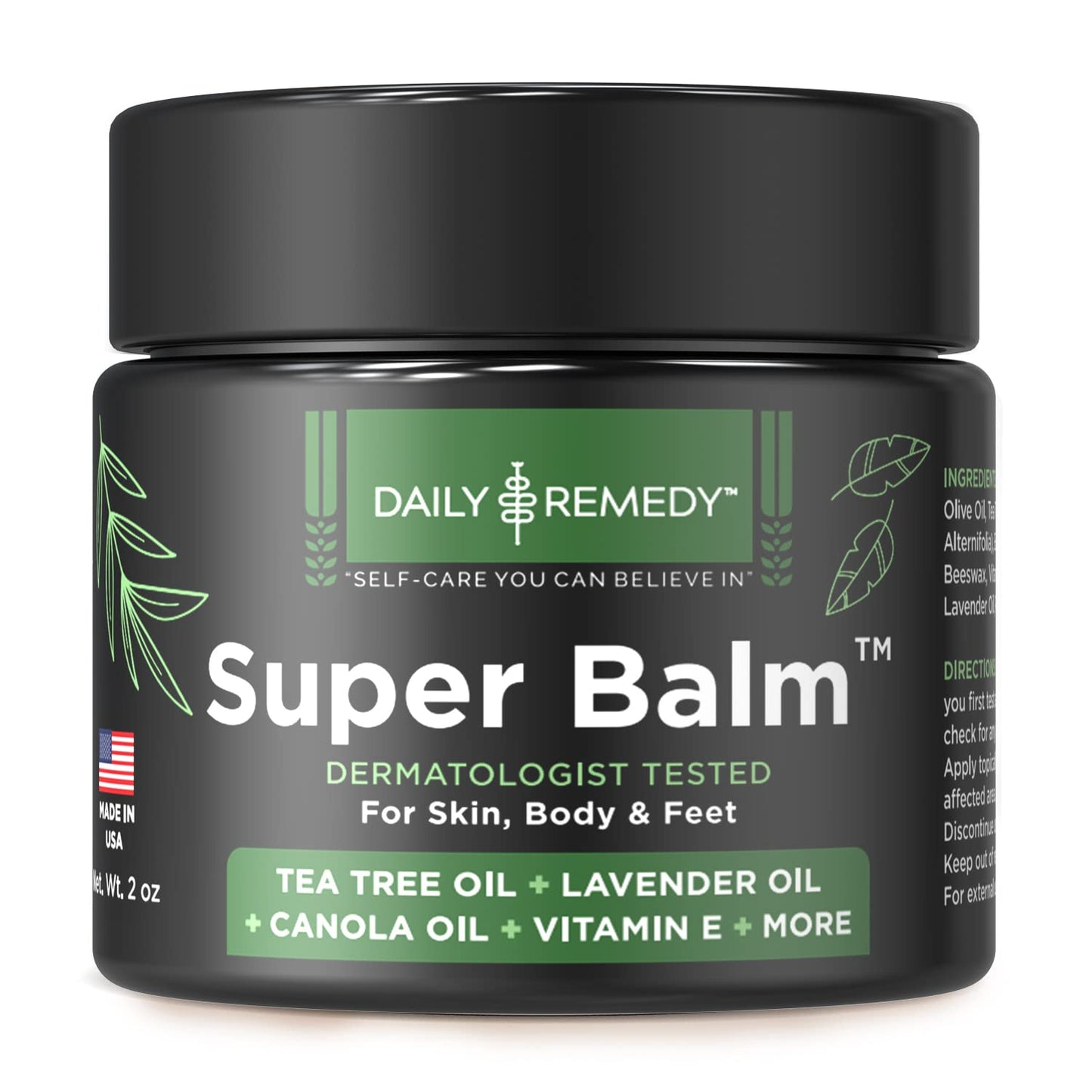 DAILY REMEDY Tea Tree Oil Extra Strength Super Balm - Athletes Foot Cream Combats