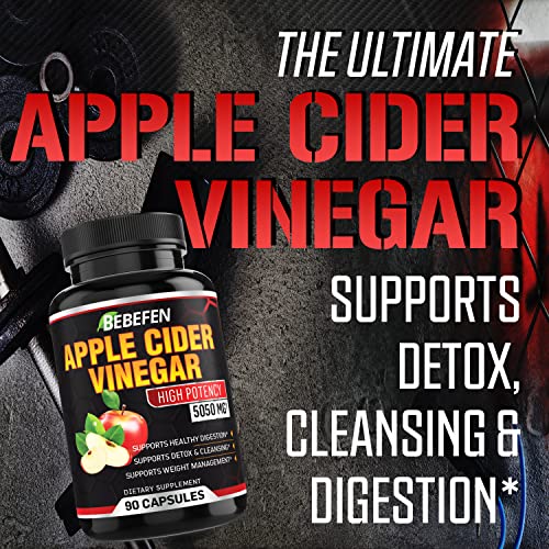 Apple Cider Vinegar Capsules - 5050mg Formula Pills with Black Pepper Extract BEBEFEN