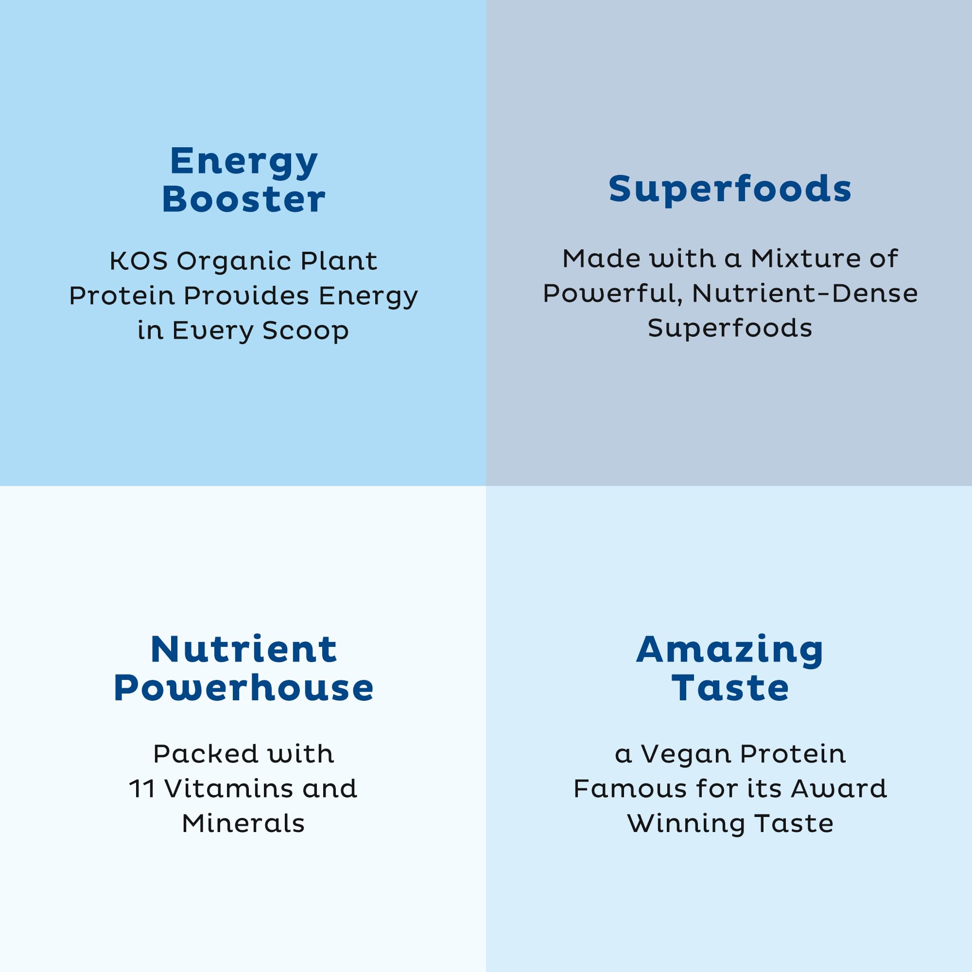 KOS Plant Based Protein Powder, Blueberry Muffin - Organic Pea Protein Superfood KOS