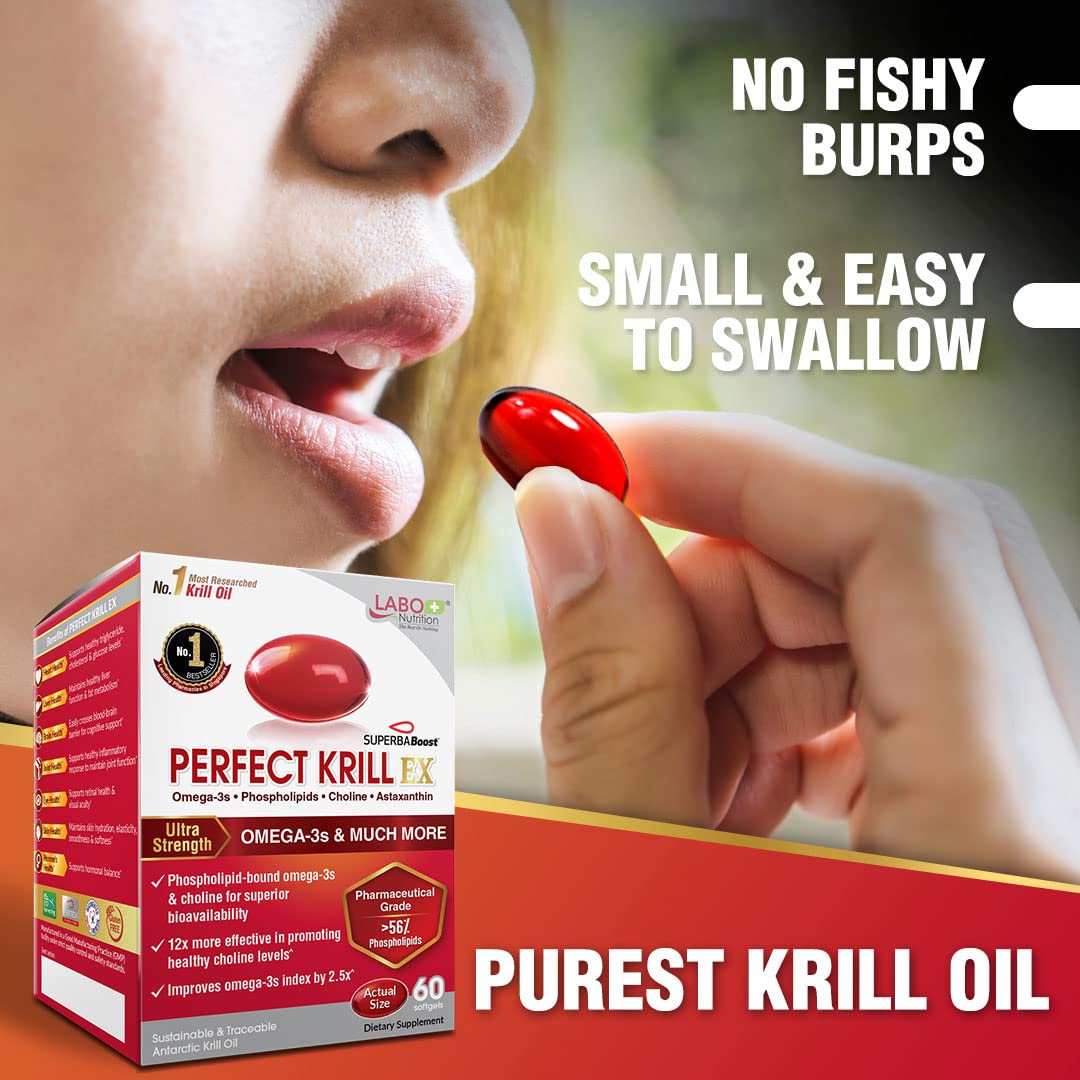 LABO Nutrition Perfect Krill EX, The Purest Ultra Strength Antarctic Krill Oil, Highest Phosph LABO Nutrition
