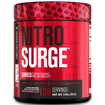 Jacked Factory NITROSURGE Shred Pre Workout Supplement - Energy Booster, Instant 
