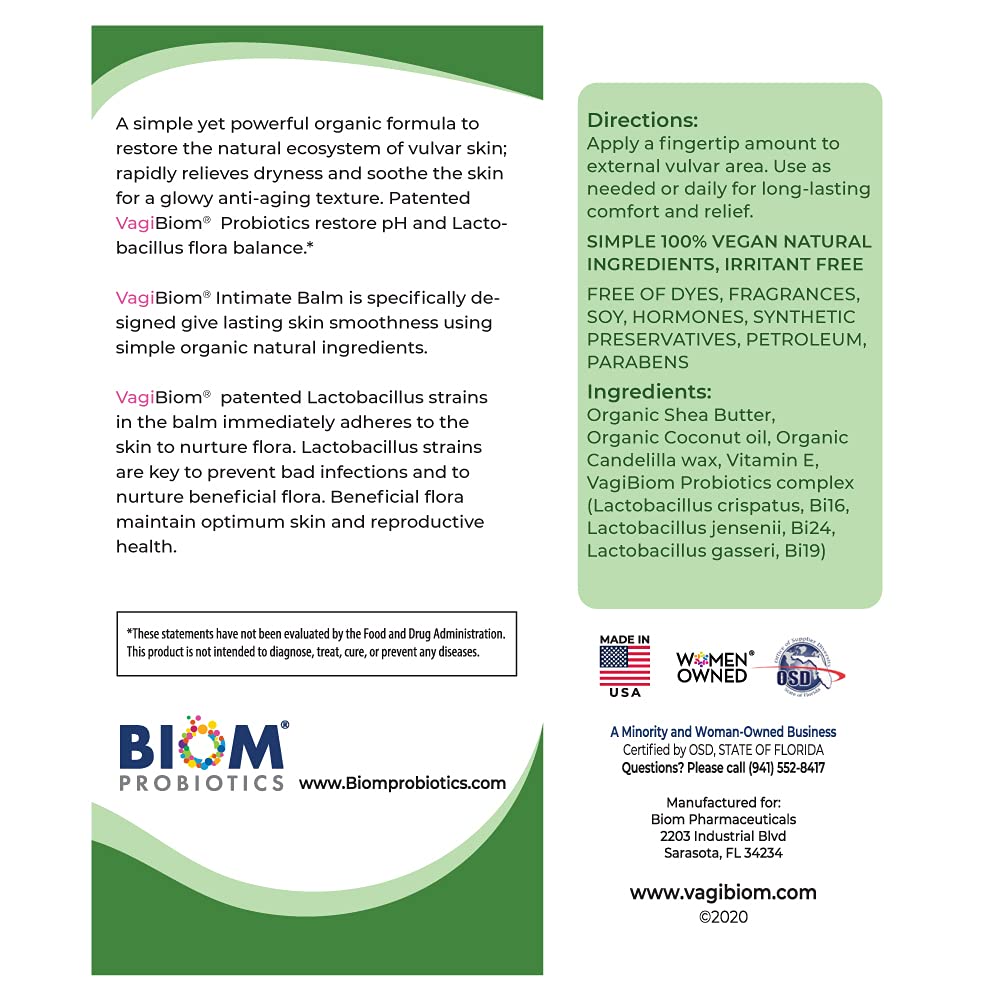 Intimate Skin Soothing Probiotics Soft Balm SheaButter with VagiBiom Lactobacillus crispatus Biom Probiotics