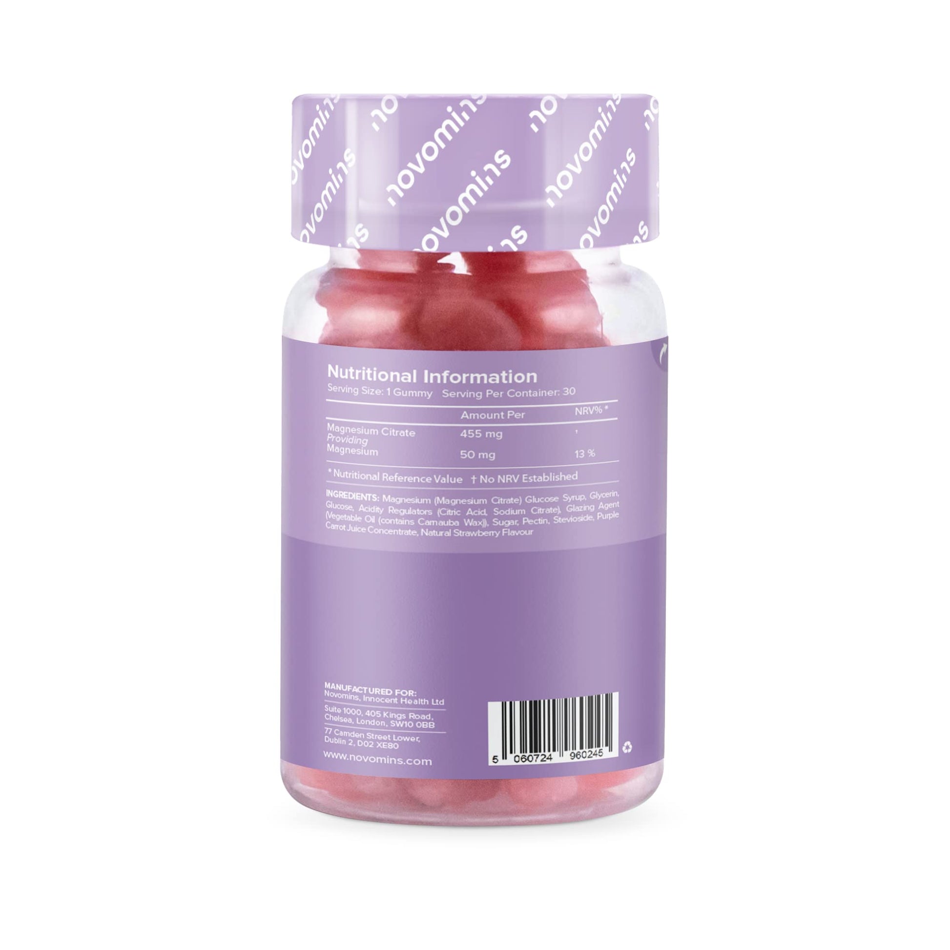 Kids Magnesium Gummies – Vegan - 1 Month Supply – Childrens Supplements – 30 Chewa novomins