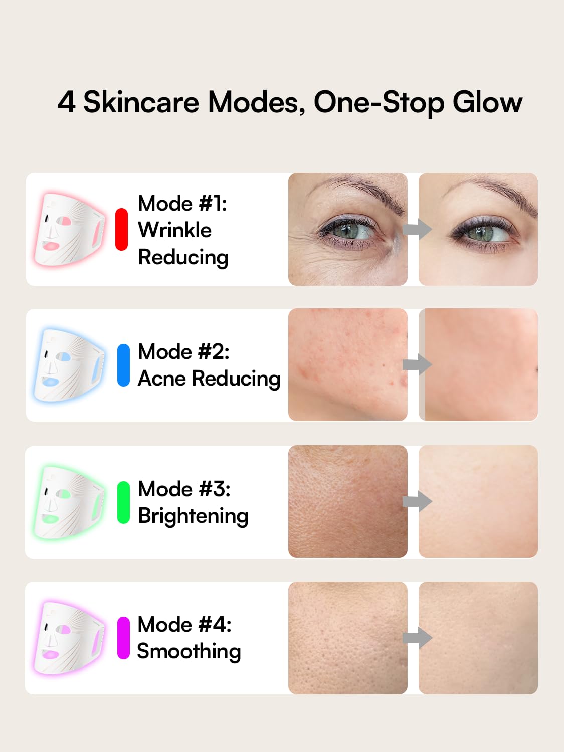 INIA GLOW Light Therapy Mask for Face, LED Mask with Red Blue Green Light and Advanced Near-Infrared INIA