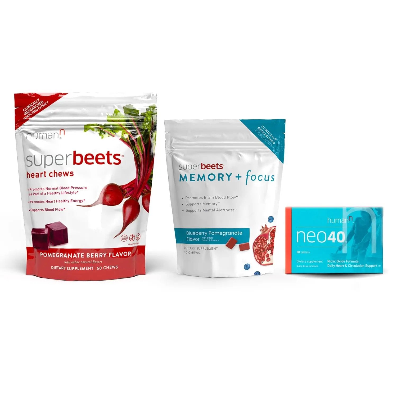 humanN SuperBeets SuperBeets Heart Chews & Memory + Focus Chews & Neo40 Daily