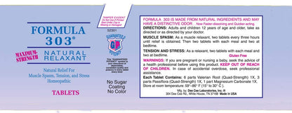 Dee CEE Labs Formula 303 Maximum Strength Tablets, 45 Tablets; All-Natural containing Dee Cee Laboratories