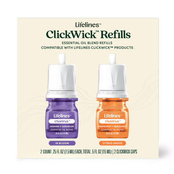 Lifelines ClickWick Essential Oil Blend 2-Pack: in Bloom and Citrus Grove, for Lifelines ClickWick Essential