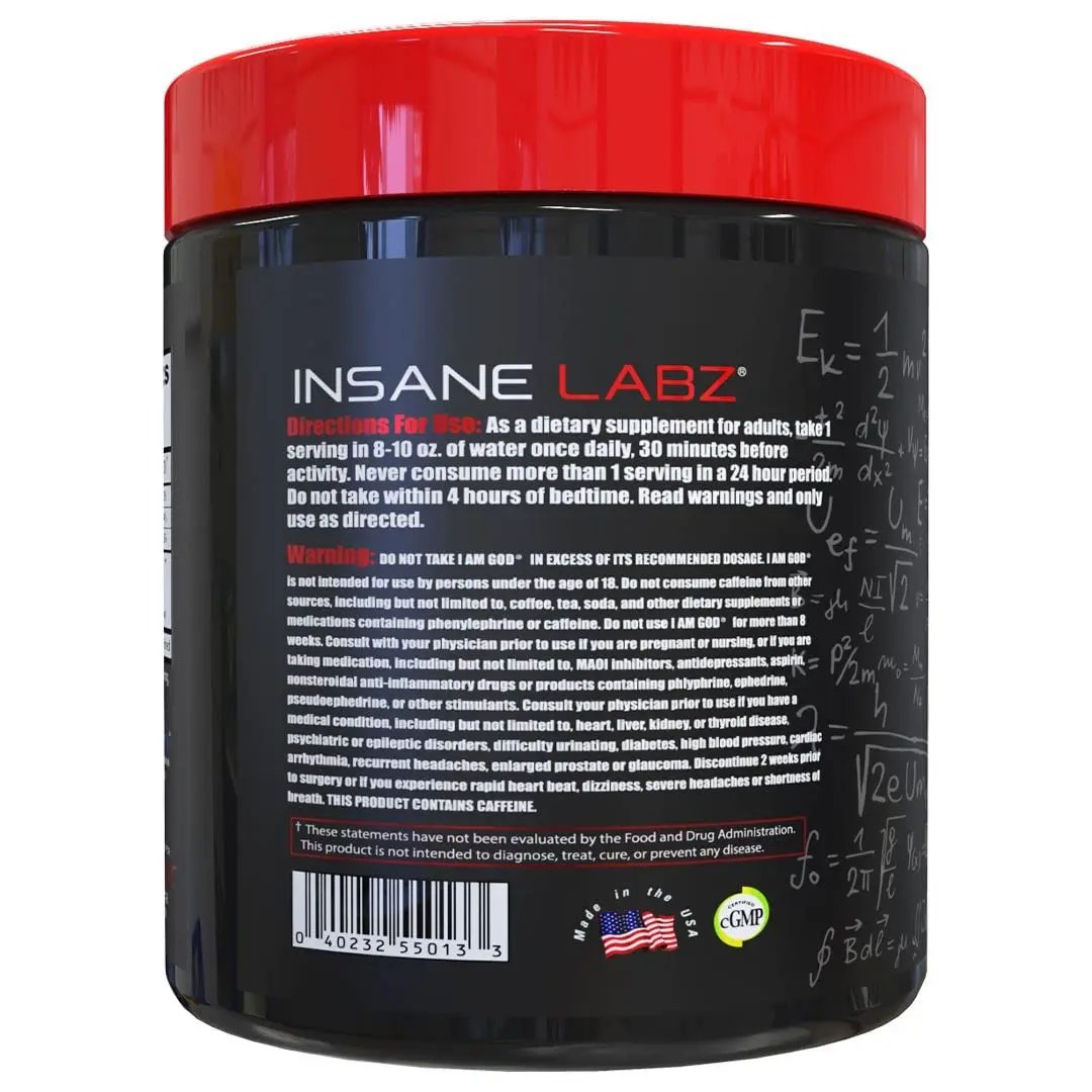 Insane Labz I am God Pre Workout, High Stim Pre Workout Powder Loaded with Creatine Insane Labz