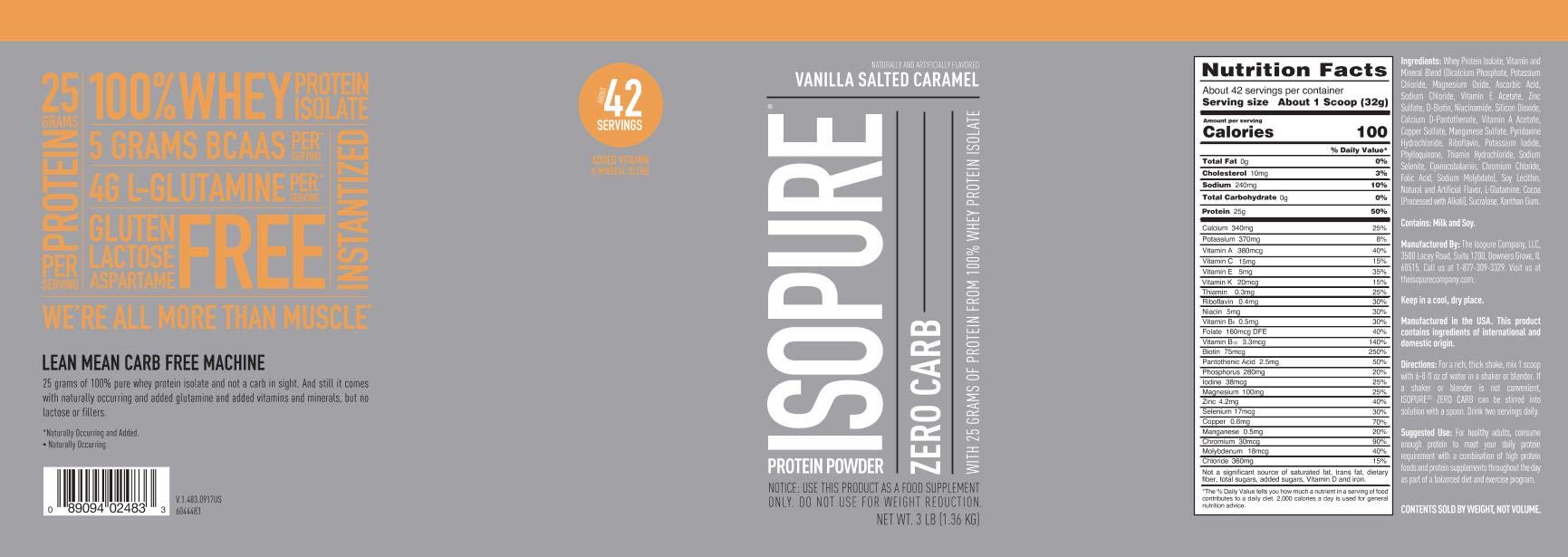 Isopure Protein Powder, Zero Carb Whey Isolate with Vitamin C & Zinc for Immune Support Isopure