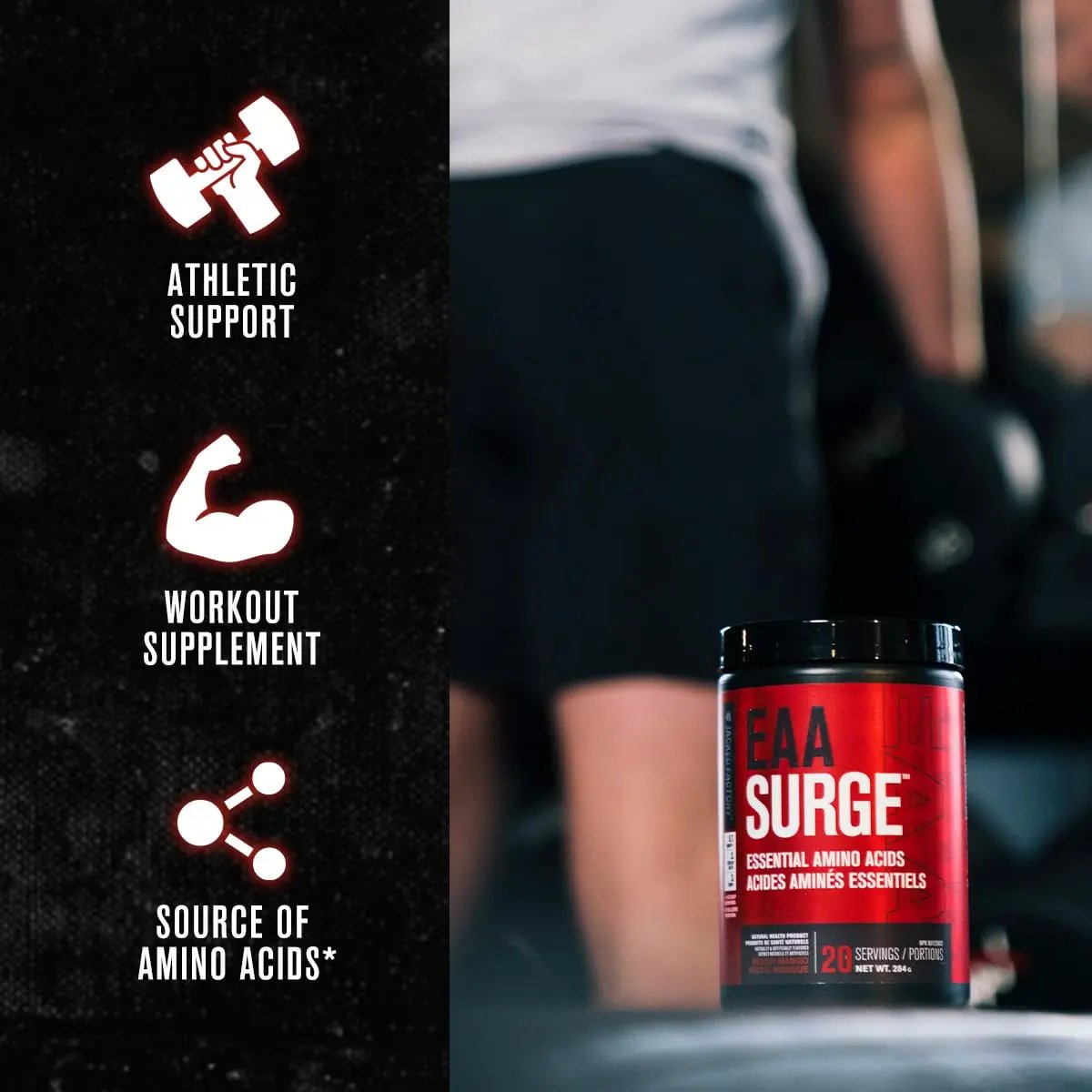 Jacked Factory Nitrosurge Pre-Workout & EAA Surge Essential Amino Acids Bundle - for Increased Focus, Strength, Energy, Powerful Pumps & Muscle Recovery - Cherry Limeade & Peach Mango Flavor