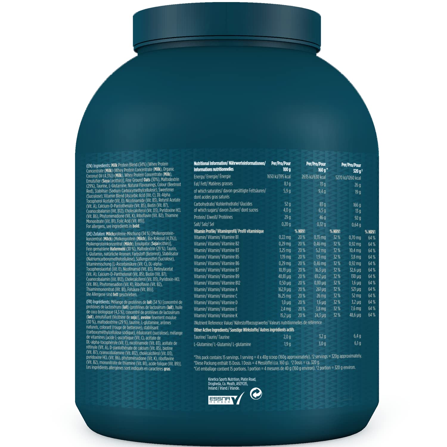 Kinetica OatGain Weight Gainer 600+ Calories & 47g Protein per Serving, 2.4 kg Kinetica