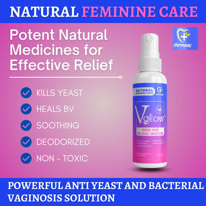 Dermveda Boric Acid BV Relief for Women - Natural Yeast Infection, Odor, Itch Relief Solution