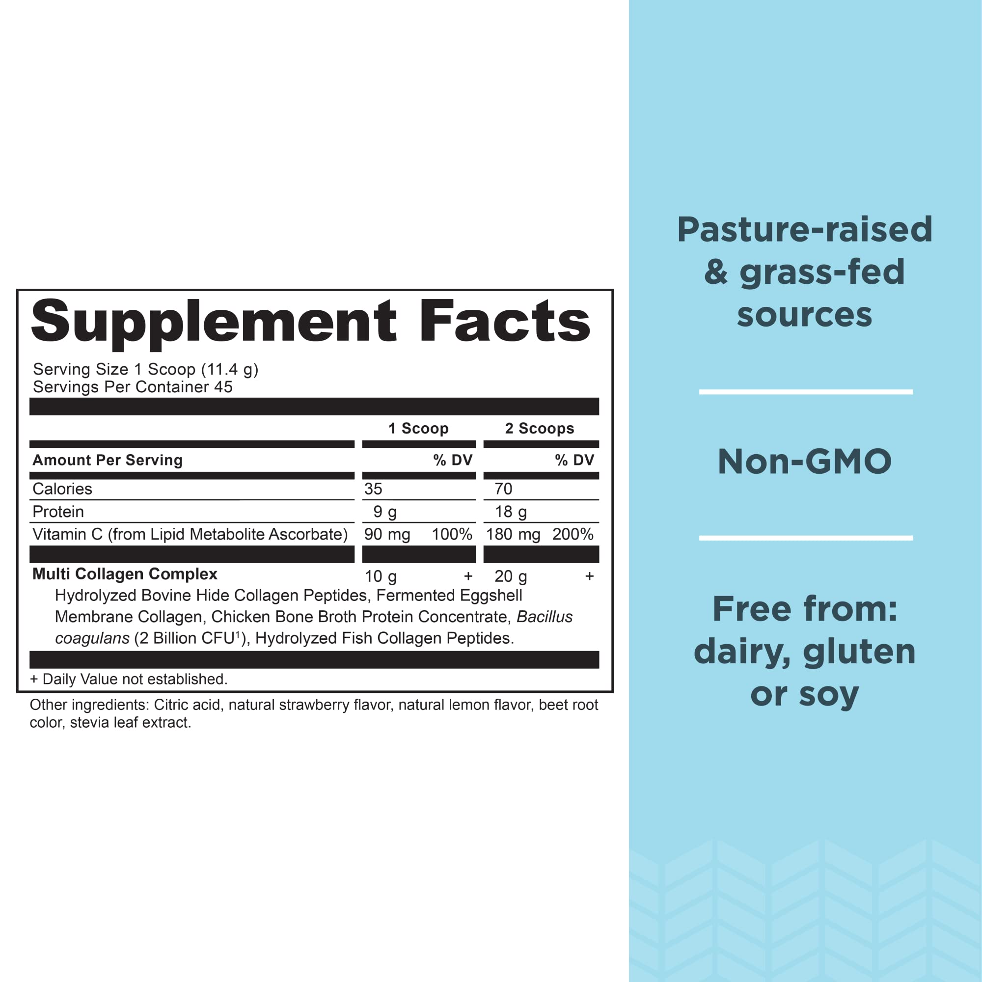 Ancient Nutrition Collagen Powder Protein, Multi Collagen Protein Powder, Strawberry Lemo Ancient Nutrition