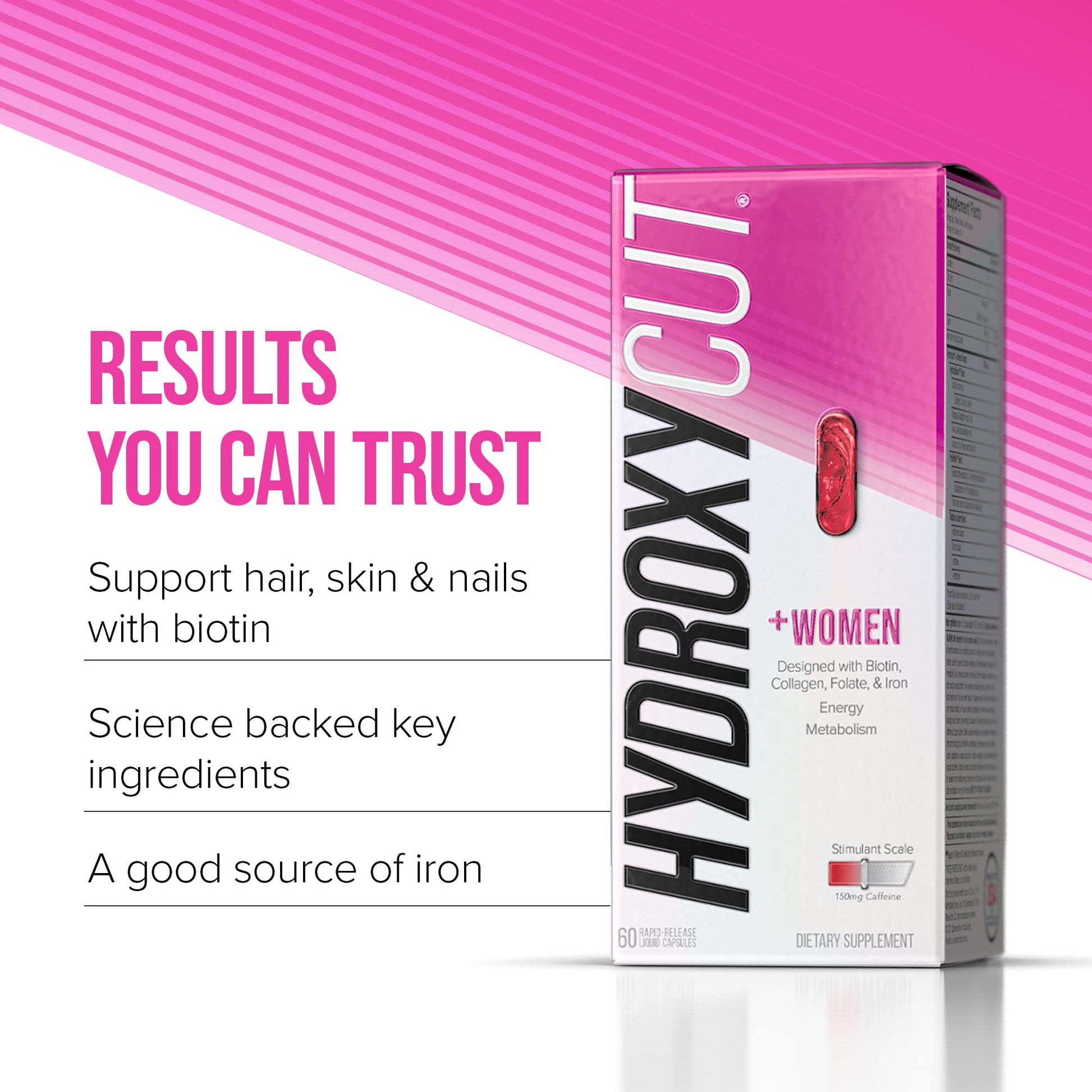 Hydroxycut + Women Pills with Biotin & Collagen | Hair Nails and Skin Vitamins | Iron Supplement Hydroxycut