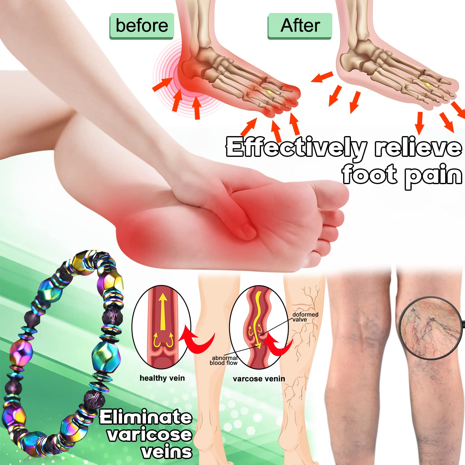 AGSIXZLAN 3pcs Adjustable Lymph Drainage Carnelian Magnetic Bracelet,Slimming Magnetic AGSIXZLAN