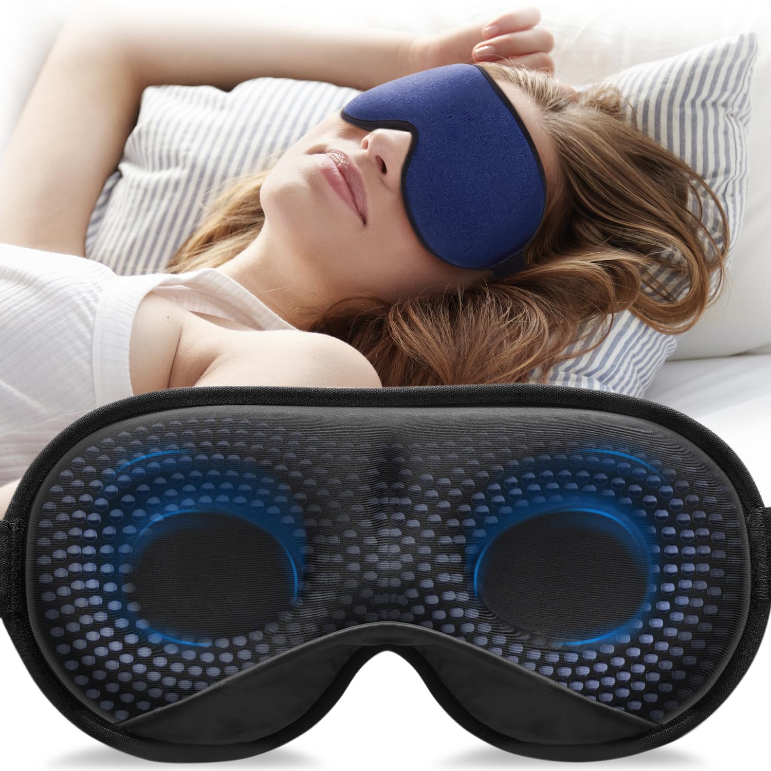 YFONG Weighted Sleep Mask, Women Men 3D Eye Mask Blocking Lights YFONG