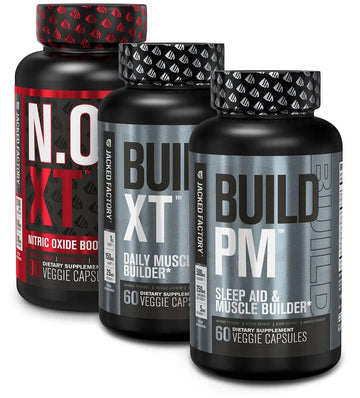 Jacked Factory AM & PM Muscle Building Stack - N.O. XT, Build XT, & Build PM