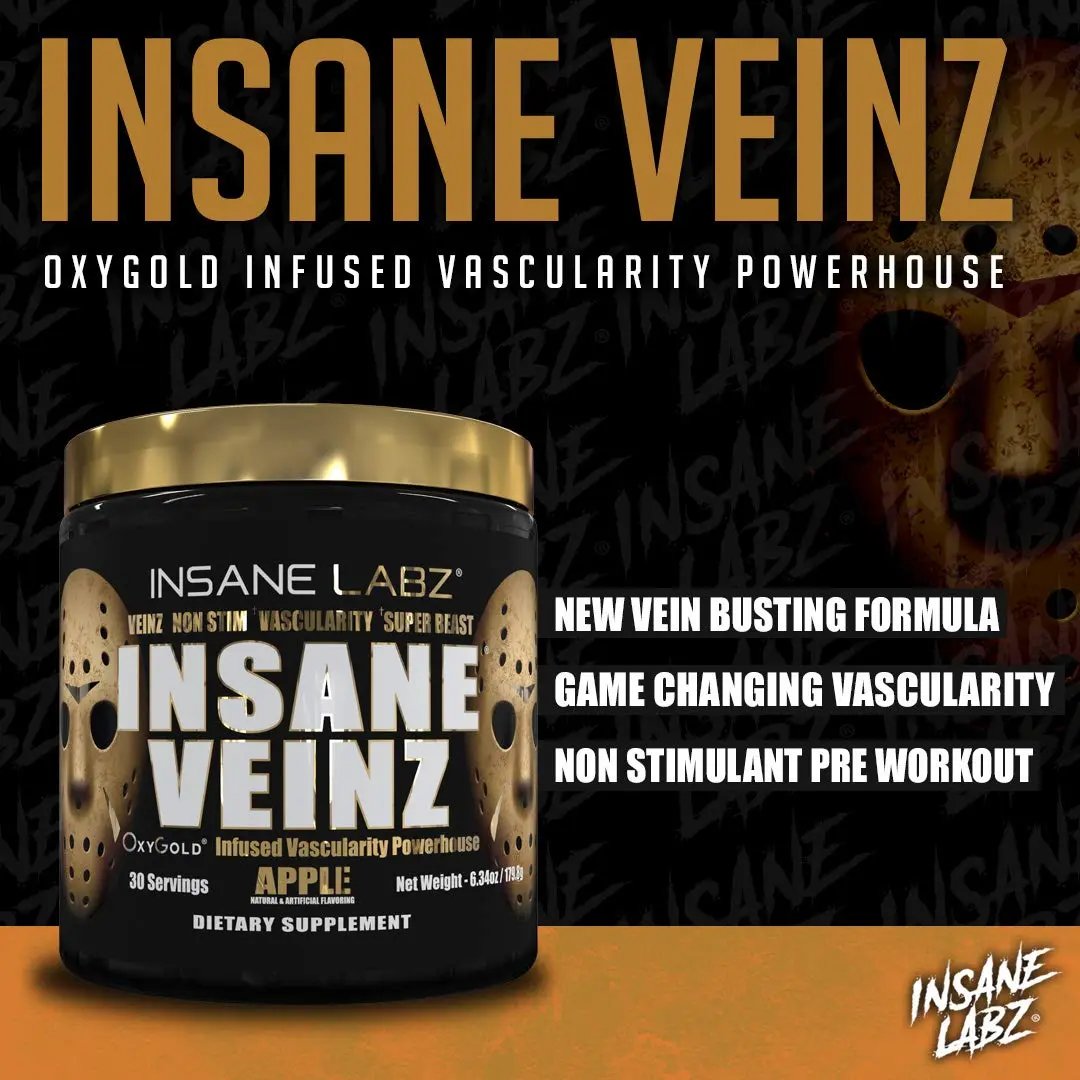 Insane Labz Psychotic Gold and Insane Veinz Gold Pre Workout Nitric Oxide Booster Stack Insane Labz