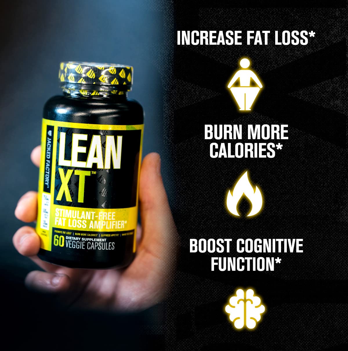 Lean-XT Caffeine Free Fat Burner - Non Stim Weight Loss Supplement, Appetite Suppressant Jacked Factory