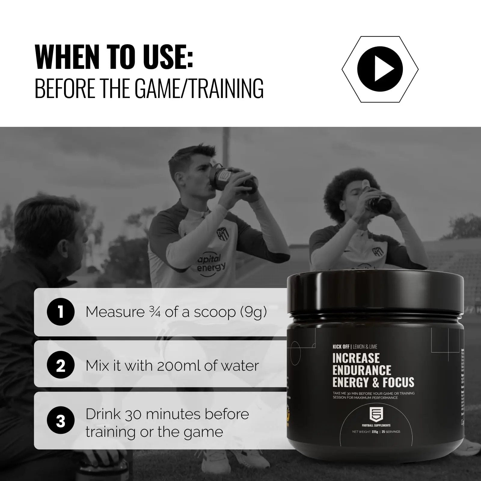 Kick Off | Pre-Training/Pre-Game Supplement for Footballers by Football Supplements | Informed Sport-Tested and Banned Substances Tested (Blue Raspberry)