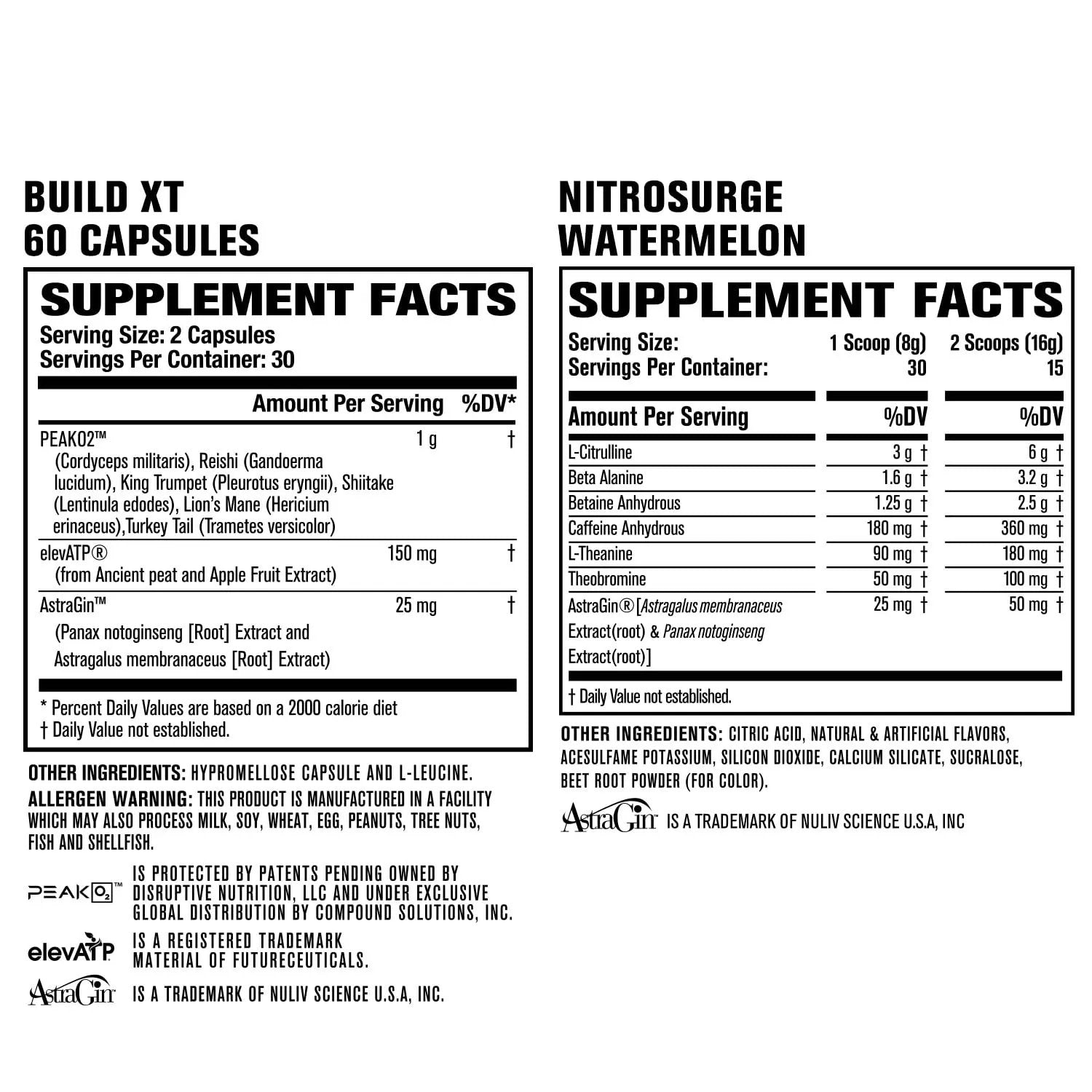 Jacked Factory Nitrosurge Pre-Workout in Watermelon & Build XT Muscle Building Bundle for Men & Women