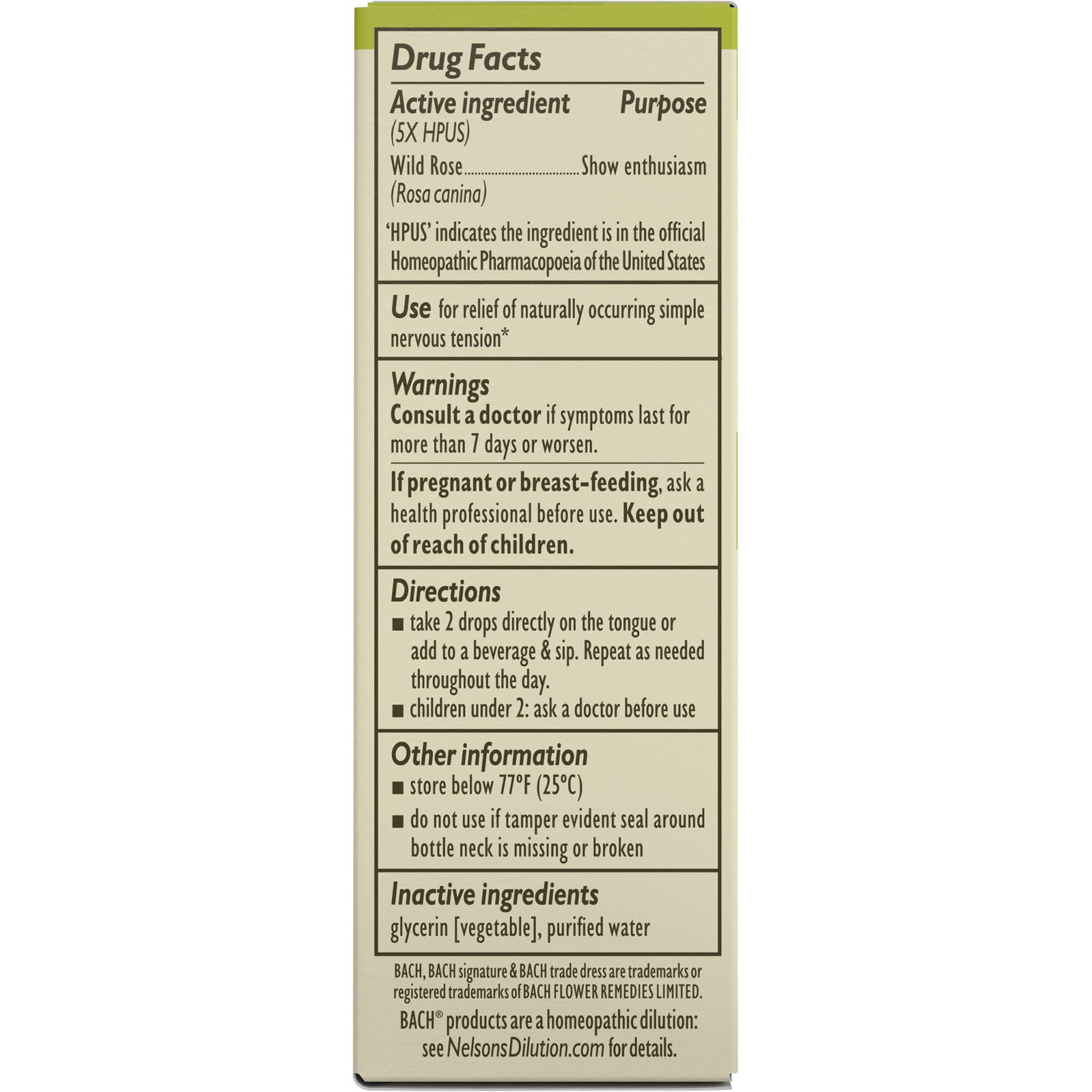 Bach Original Flower Remedies, Wild Rose for Enthusiasm (Non-Alcohol Formula), Natural Homeopathic Bach